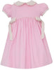 Petit Bebe Pink Corduroy Dress w/ Floral Collar & Side Bows