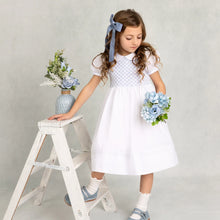 Feltman White/Blue Signature Smocked Dress