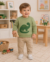 Zubels Dinosaur Applique Knit Sweater-Green