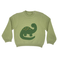 Zubels Dinosaur Applique Knit Sweater-Green