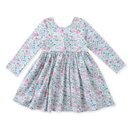 Swoon Baby Pink/Aqua Floral Twirl Dress