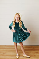 Swoon Baby Green Velvet Twirl Dress