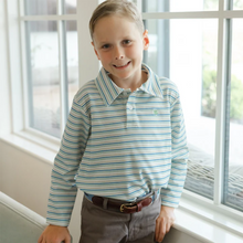 Bailey Boys L/S Striped Performance Polo, Olive