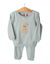 Banana Split Puppy Applique Boys Jogger Set - blue