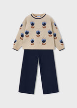 Mayoral Floral Sweater Trouser Set-Navy