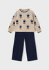 Mayoral Floral Sweater Trouser Set-Navy