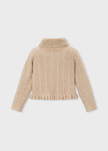 Mayoral Milk Faux Fur Collar Cardigan - Beige