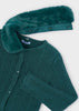Mayoral Nenufar Green Faux Fur Collar Cardigan