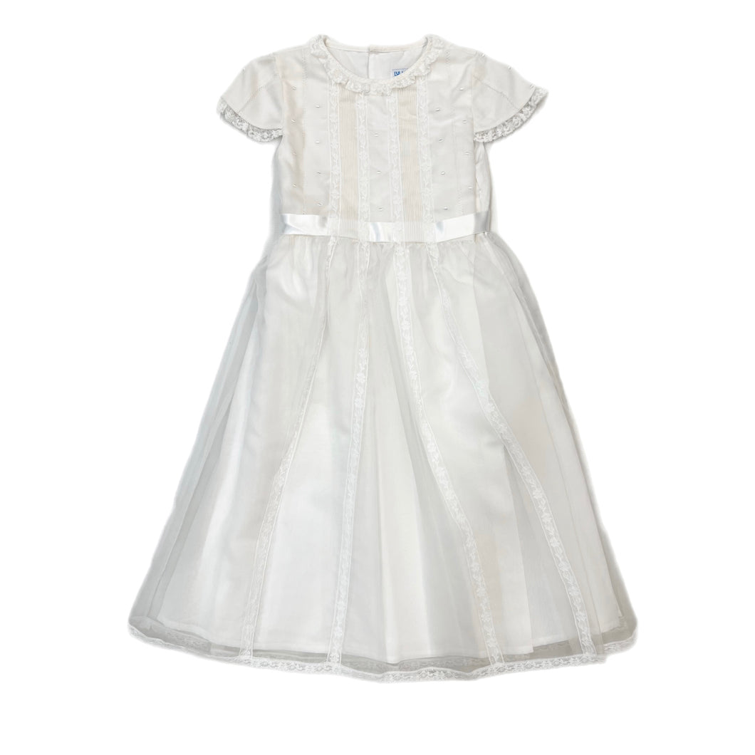 luli and me silk dress Luli & Me Organza Silk Dress with Sleeve-White